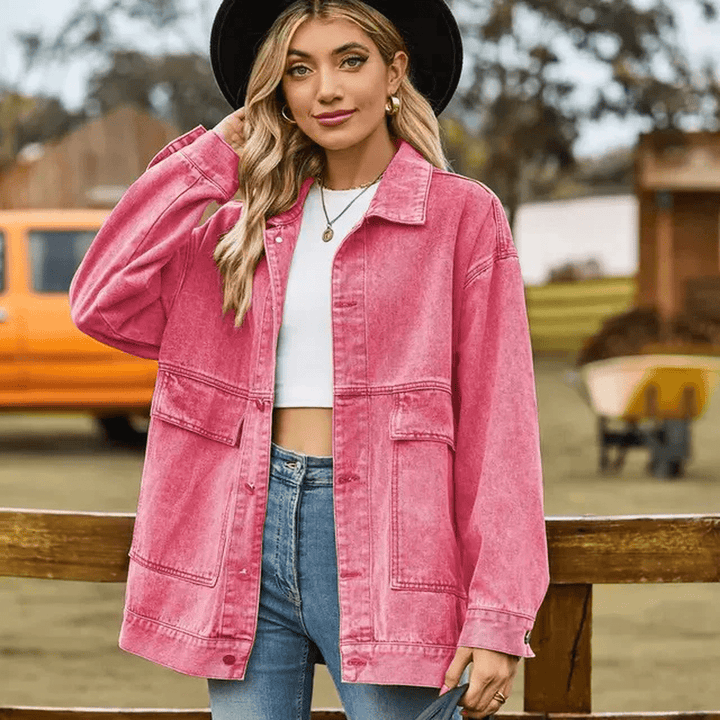 Drune | Lässige Übergroße Denimjacke mit Knopfverschluss