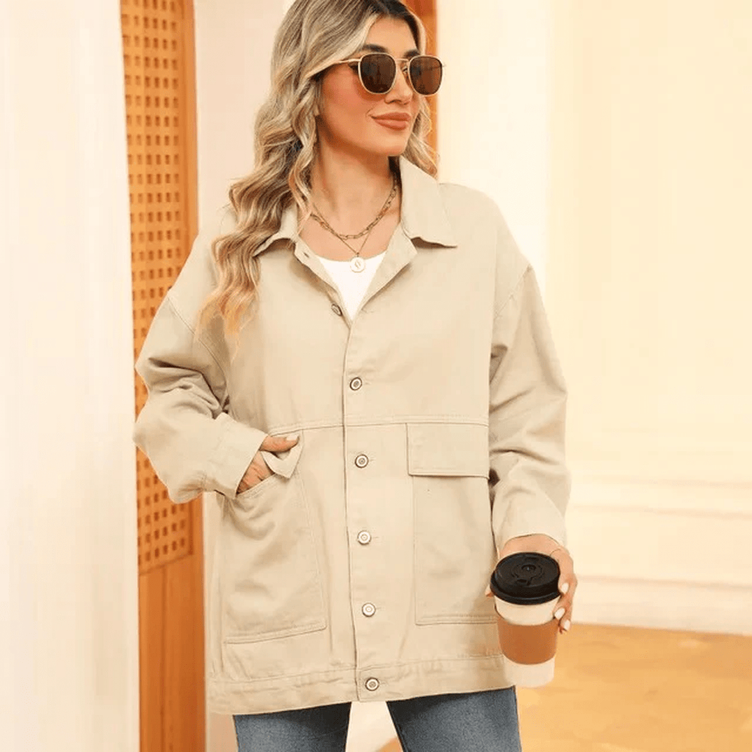 Drune | Lässige Übergroße Denimjacke mit Knopfverschluss
