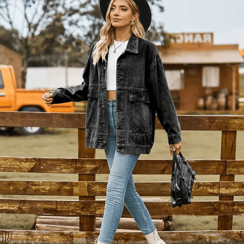 Drune | Lässige Übergroße Denimjacke mit Knopfverschluss
