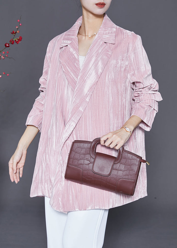 Drune | Pink Notched Oversized Seidenveloursjacken