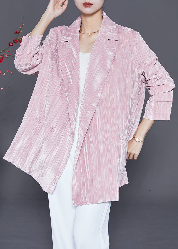 Drune | Pink Notched Oversized Seidenveloursjacken