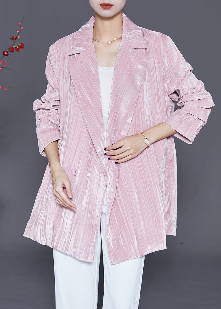 Drune | Pink Notched Oversized Seidenveloursjacken