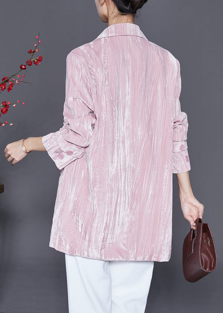 Drune | Pink Notched Oversized Seidenveloursjacken