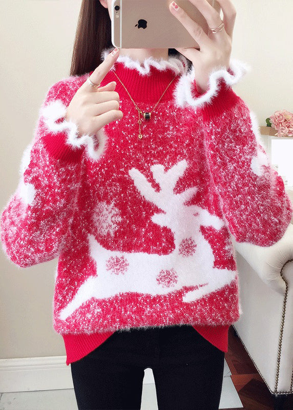 Drune | Lässiger Pullover mit Rüschen und dickem Nerzhaarstrick