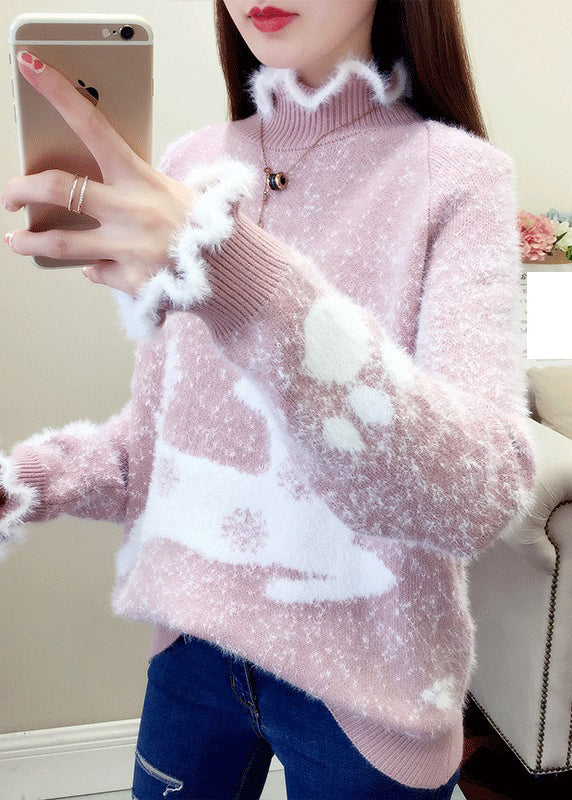 Drune | Lässiger Pullover mit Rüschen und dickem Nerzhaarstrick