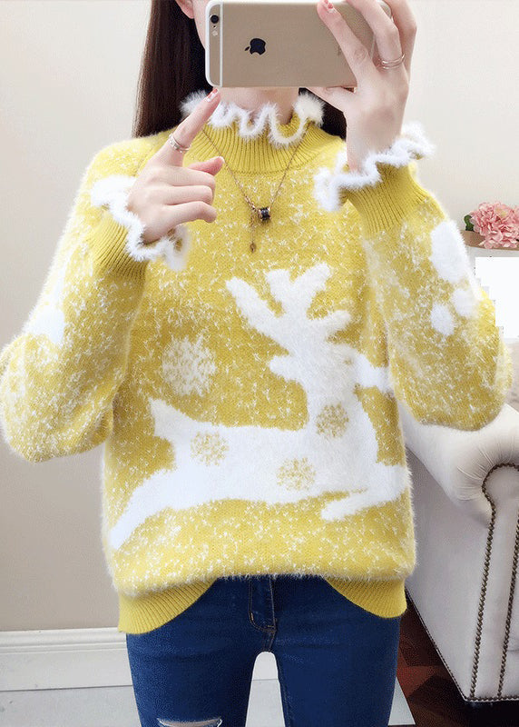 Drune | Lässiger Pullover mit Rüschen und dickem Nerzhaarstrick