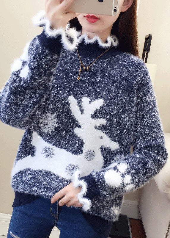 Drune | Lässiger Pullover mit Rüschen und dickem Nerzhaarstrick