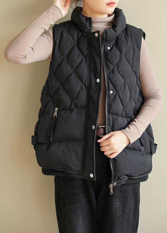Drune | schwarze Wintermäntel Plus-Size-Bekleidung Jacken & Mäntel ärmellos halb hochkragen Übermantel