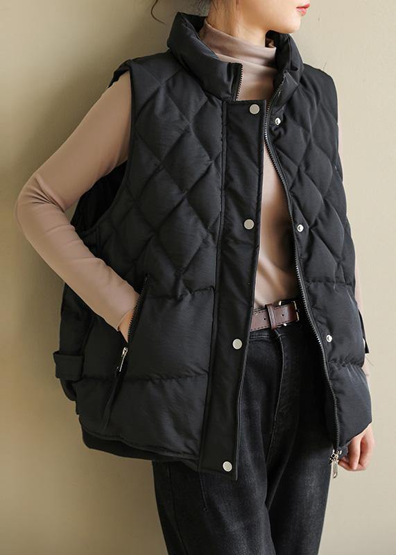 Drune | schwarze Wintermäntel Plus-Size-Bekleidung Jacken & Mäntel ärmellos halb hochkragen Übermantel