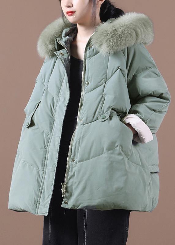 Drune | grüner warmer Wintermantel Übergrößen Kleidung Parka mit Kapuze und Pelzkragen Mäntel