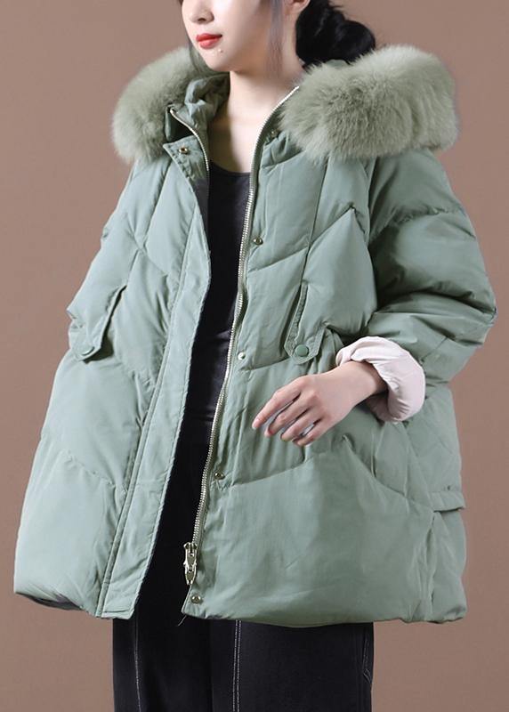 Drune | grüner warmer Wintermantel Übergrößen Kleidung Parka mit Kapuze und Pelzkragen Mäntel