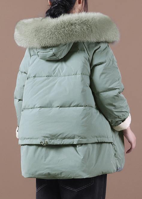 Drune | grüner warmer Wintermantel Übergrößen Kleidung Parka mit Kapuze und Pelzkragen Mäntel