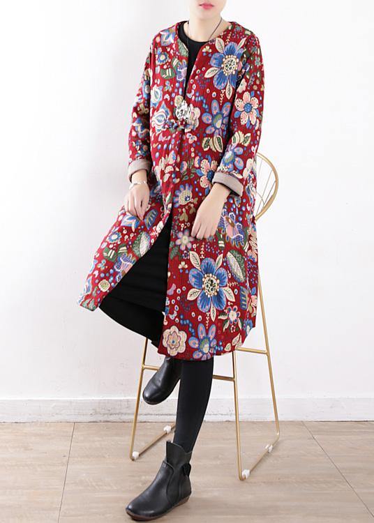 Drune | Plus-Size Schneejacken V-Ausschnitt Winter-Outwear Rote Prints Warm Drune | Outfit
