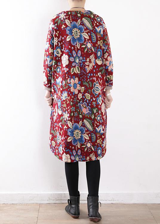 Drune | Plus-Size Schneejacken V-Ausschnitt Winter-Outwear Rote Prints Warm Drune | Outfit