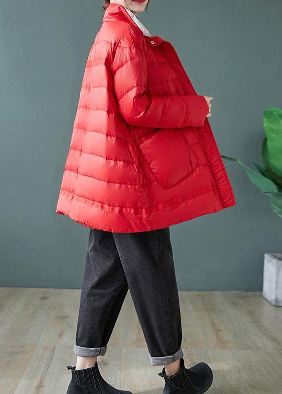 Drune | rote Daunenjacke Frau Stehkragen Taschen Drune | Jacken
