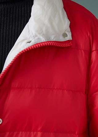 Drune | rote Daunenjacke Frau Stehkragen Taschen Drune | Jacken