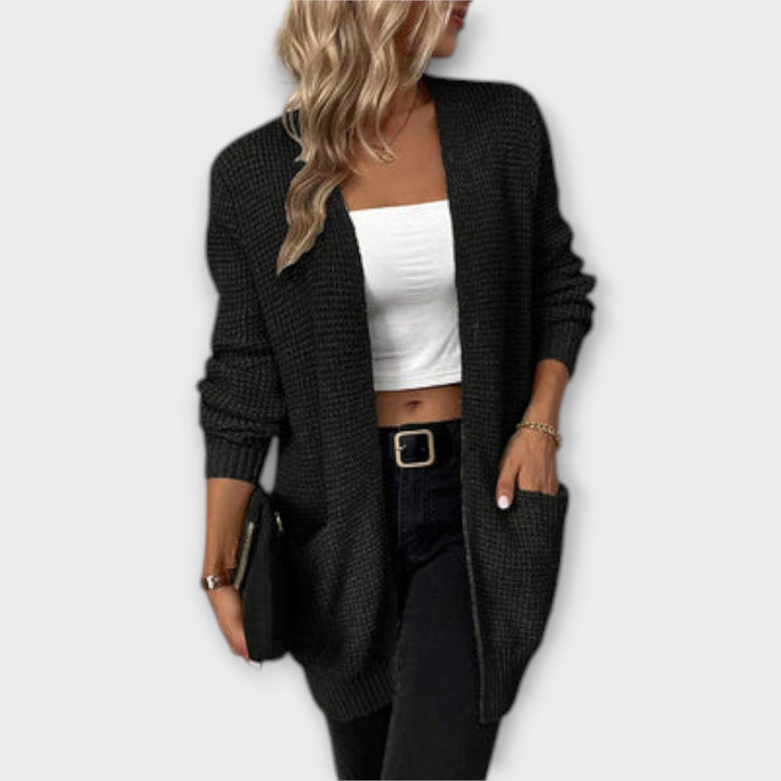 Drune | Damen Casual Gestrickter Cardigan mit Langen Ärmeln und Taschen