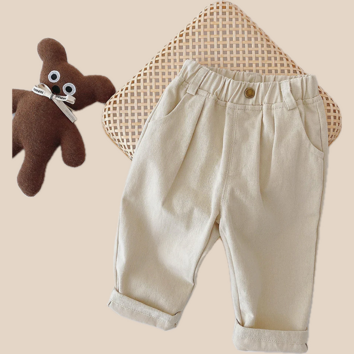 Drune | Jungenhose mit Gummizug – Beige/Braun, Bequeme Passform für 1-5 Jahre