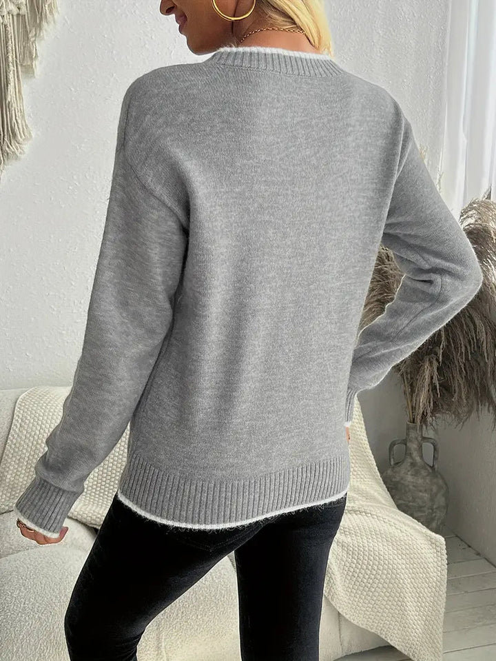 Drune | Damenpullover mit Schneeflockenmotiv, Baumwollmischung für Winter und Freizeitgebrauch