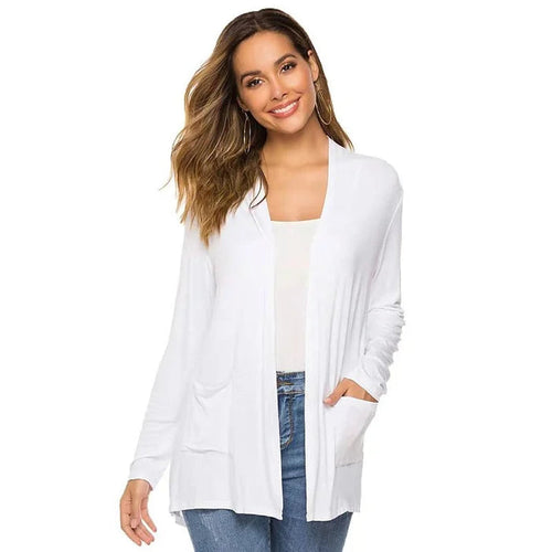 Drune | Damen Casual Einfarbig Cardigan mit Offener Vorderseite und Taschen