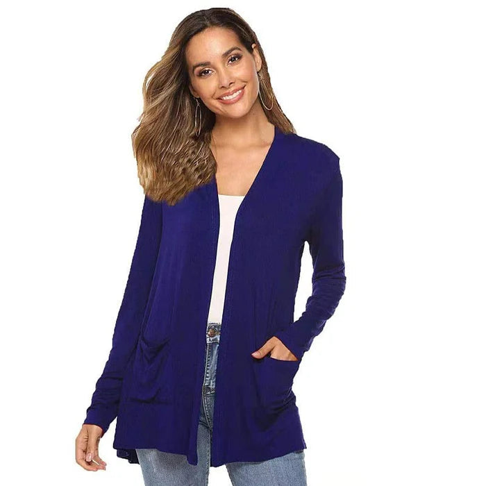 Drune | Damen Casual Einfarbig Cardigan mit Offener Vorderseite und Taschen