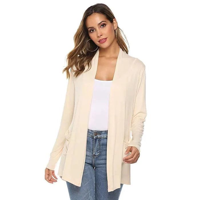 Drune | Damen Casual Einfarbig Cardigan mit Offener Vorderseite und Taschen