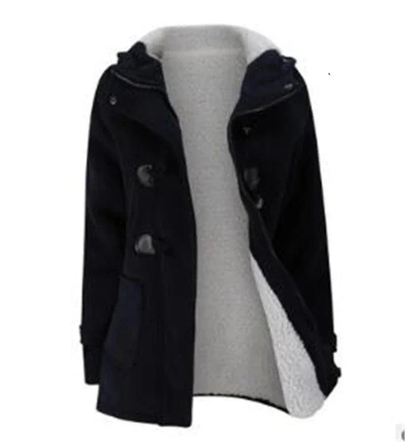 Drune | Damen Casual Winterjacke mit Kapuze und Kordelzugverschluss