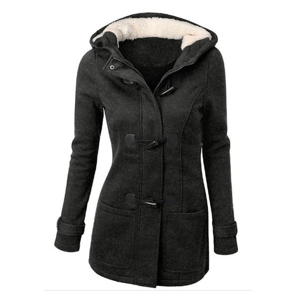 Drune | Damen Casual Winterjacke mit Kapuze und Kordelzugverschluss