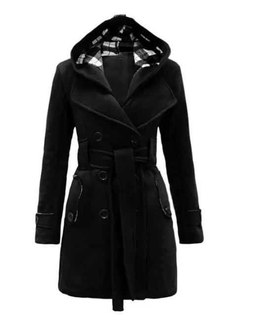 Drune | Damen Trenchcoat mit Kapuze und Gürtel