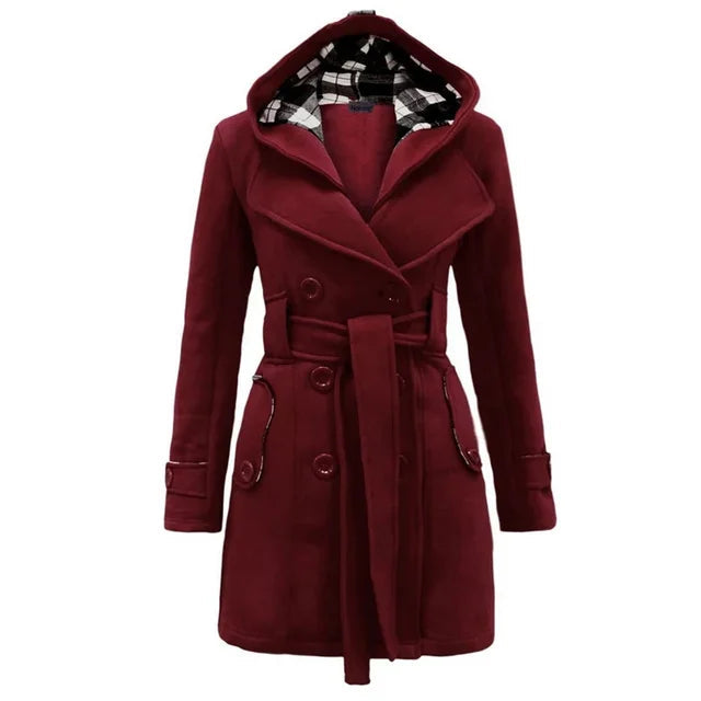 Drune | Damen Trenchcoat mit Kapuze und Gürtel