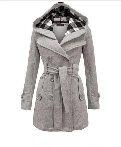 Drune | Damen Trenchcoat mit Kapuze und Gürtel