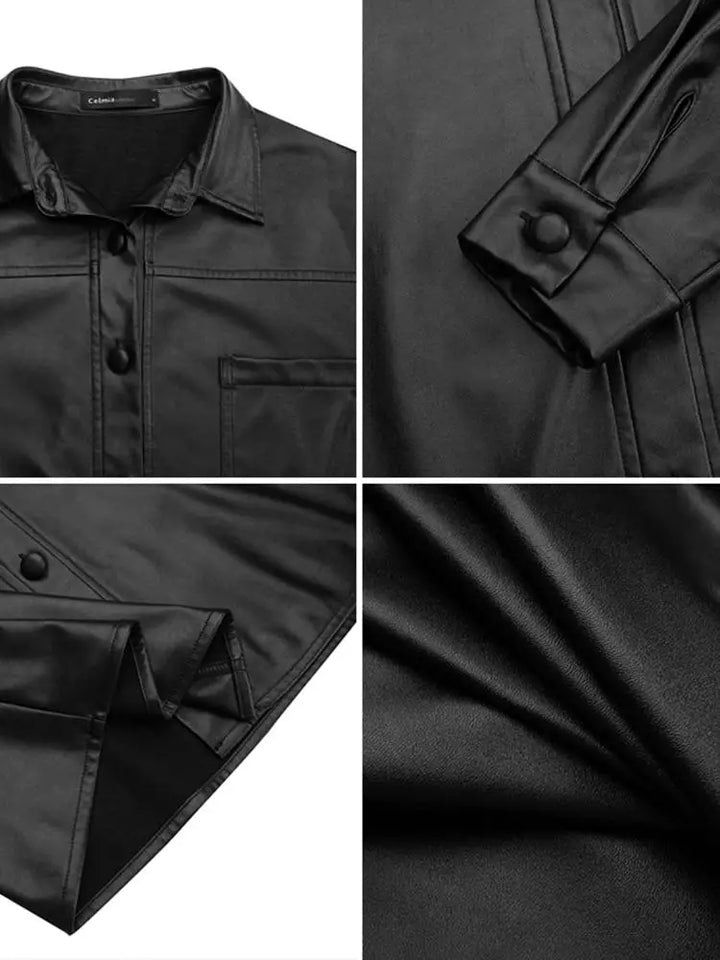 Drune - Damen Kunstlederjacke mit langen Ärmeln