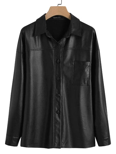 Drune - Damen Kunstlederjacke mit langen Ärmeln