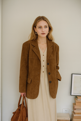 Drune | Brauner Wildleder Vintage-Blazer