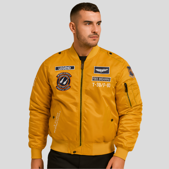 Drune | Herren Bomberjack mit bestickten Patches