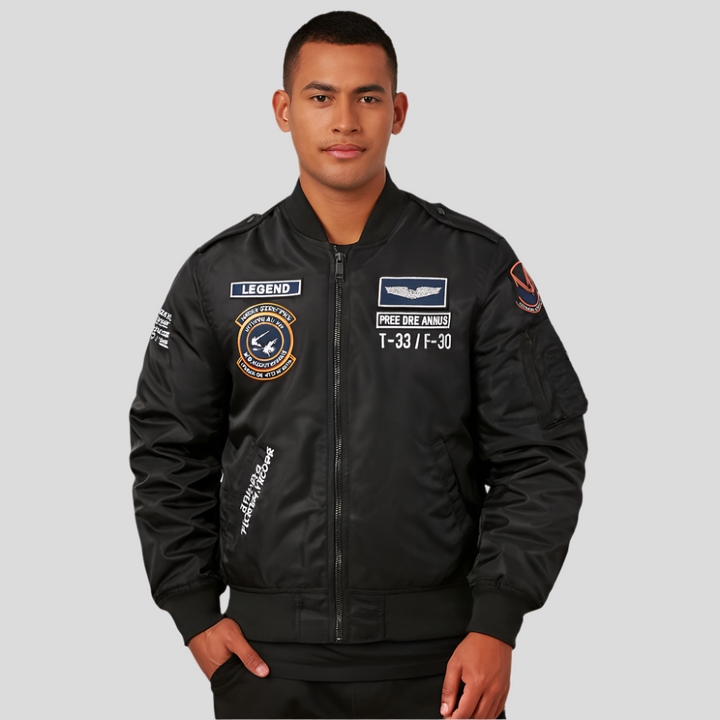 Drune | Herren Bomberjack mit bestickten Patches
