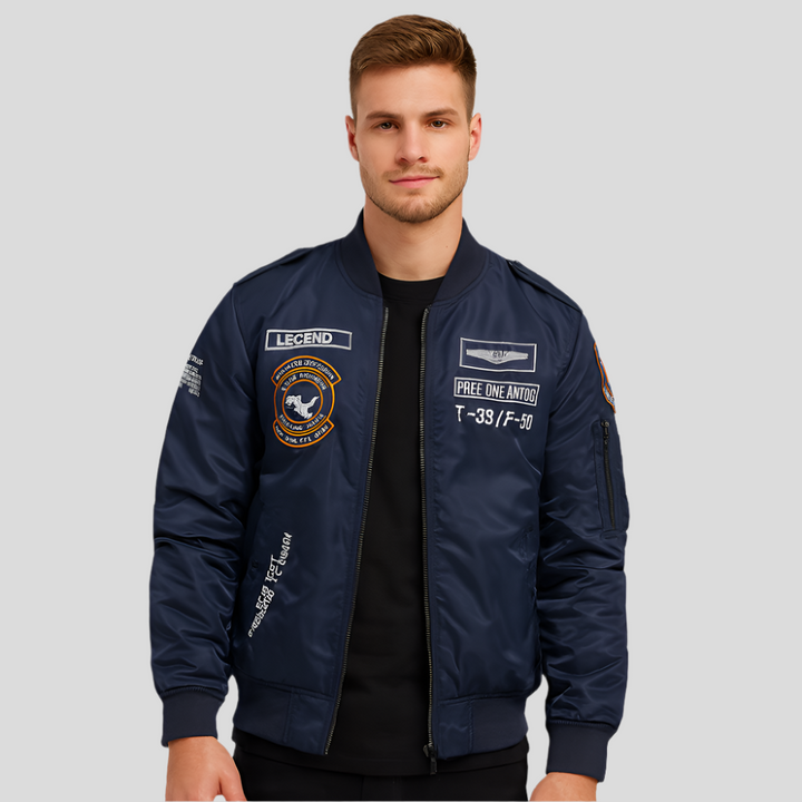 Drune | Herren Bomberjack mit bestickten Patches