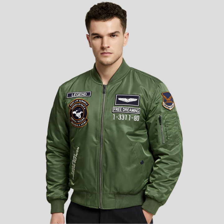 Drune | Herren Bomberjack mit bestickten Patches