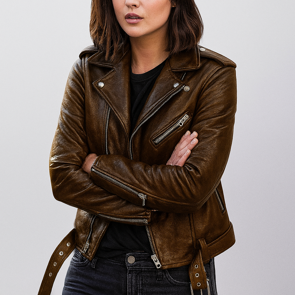 Drune | Slim Fit Biker Lederjacke für Damen