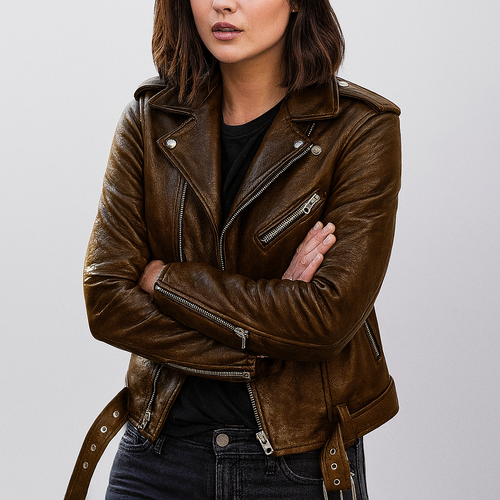 Drune | Slim Fit Biker Lederjacke für Damen
