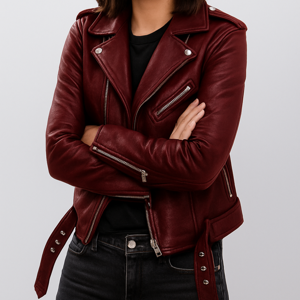 Drune | Slim Fit Biker Lederjacke für Damen