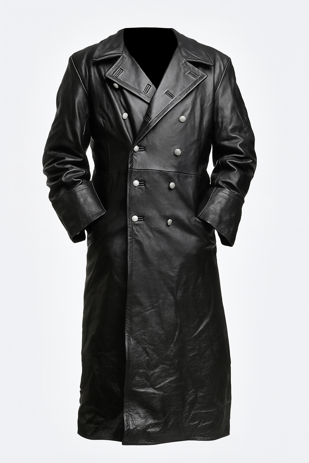 Drune | Ikonischer gotischer Leder-Trenchcoat für Herren im WO2-Stil