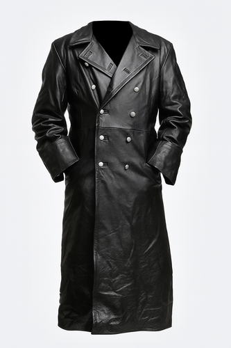 Drune | Ikonischer gotischer Leder-Trenchcoat für Herren im WO2-Stil