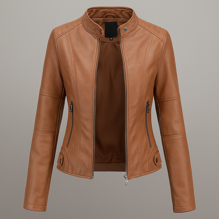 Drune | Rotes Leder Motorradjacke für Damen