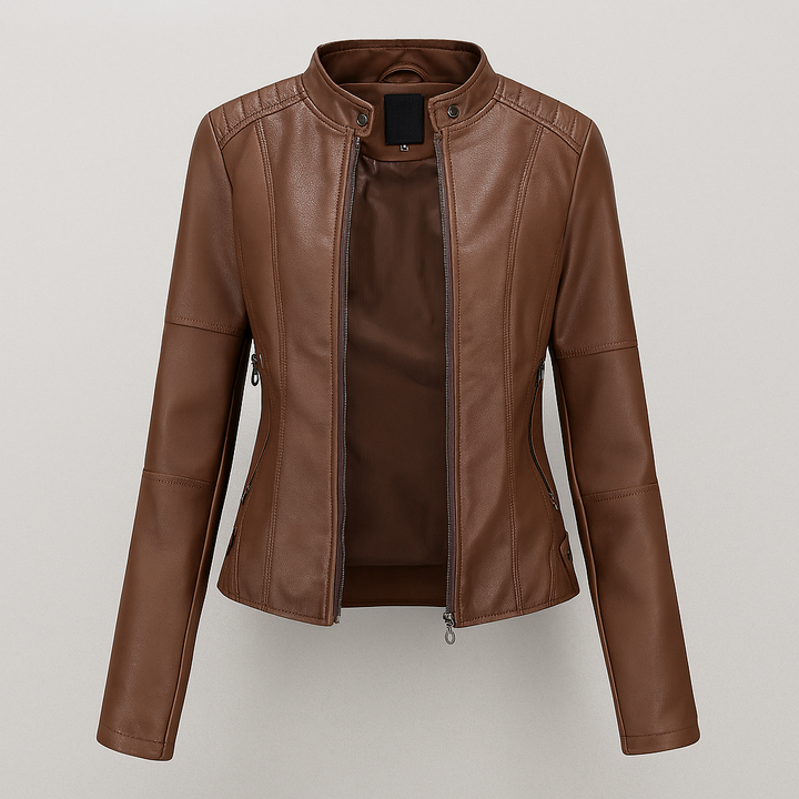 Drune | Rotes Leder Motorradjacke für Damen