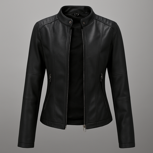Drune | Tailliert Rotes Leder Motorradgejacke Für Damen