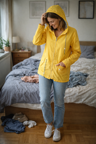 Drune Damen Regenjacke Leicht mit Kapuze