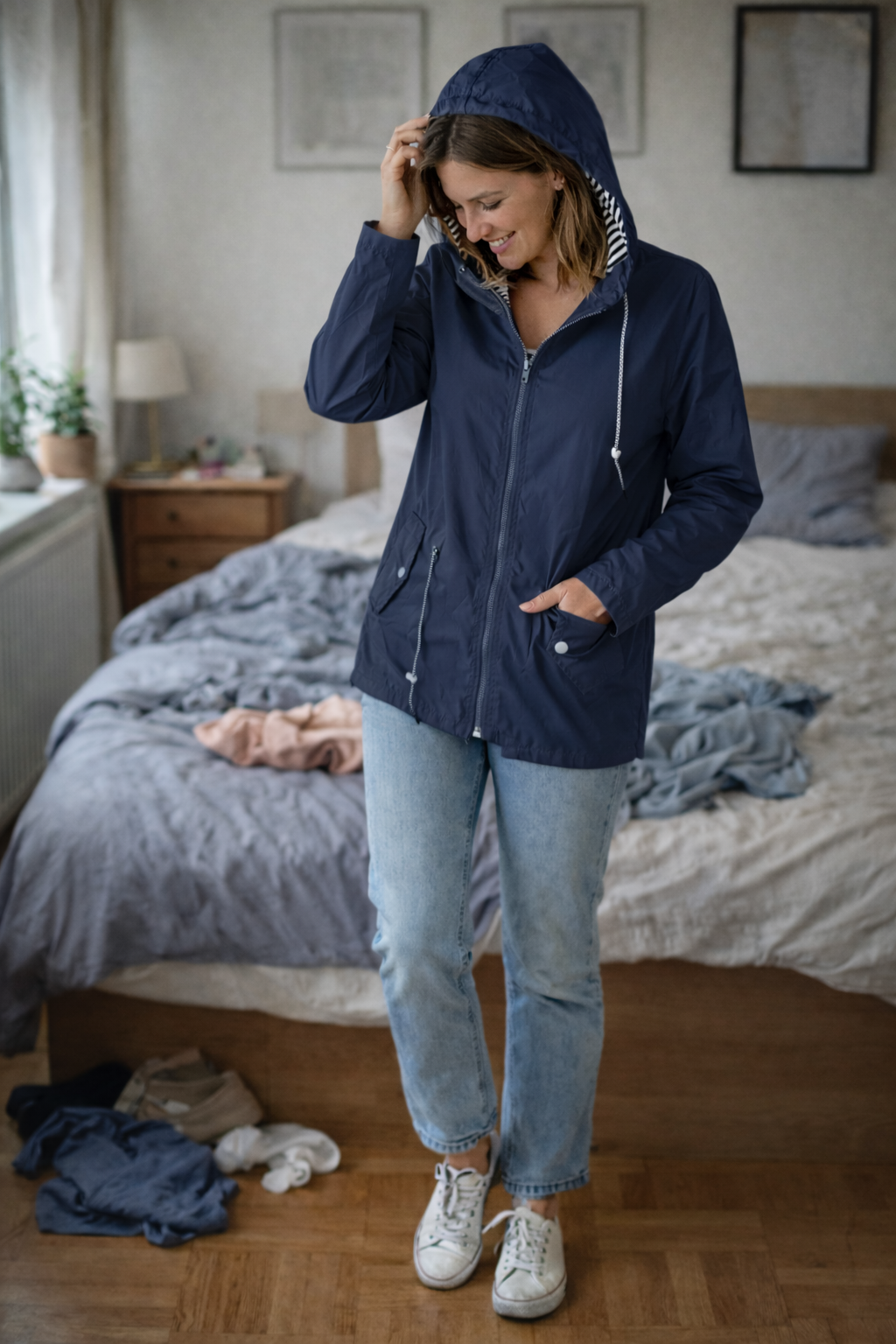 Drune Damen Regenjacke Leicht mit Kapuze