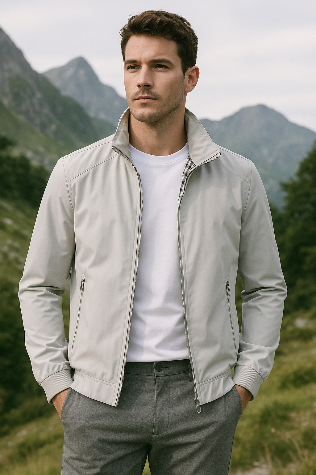 DruneHerren Leichte Reißverschlussjacke mit Stehkragen