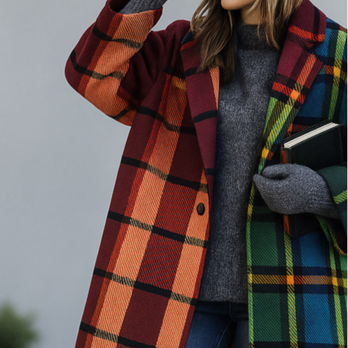 Drune | Oversized Karierter Langmantel